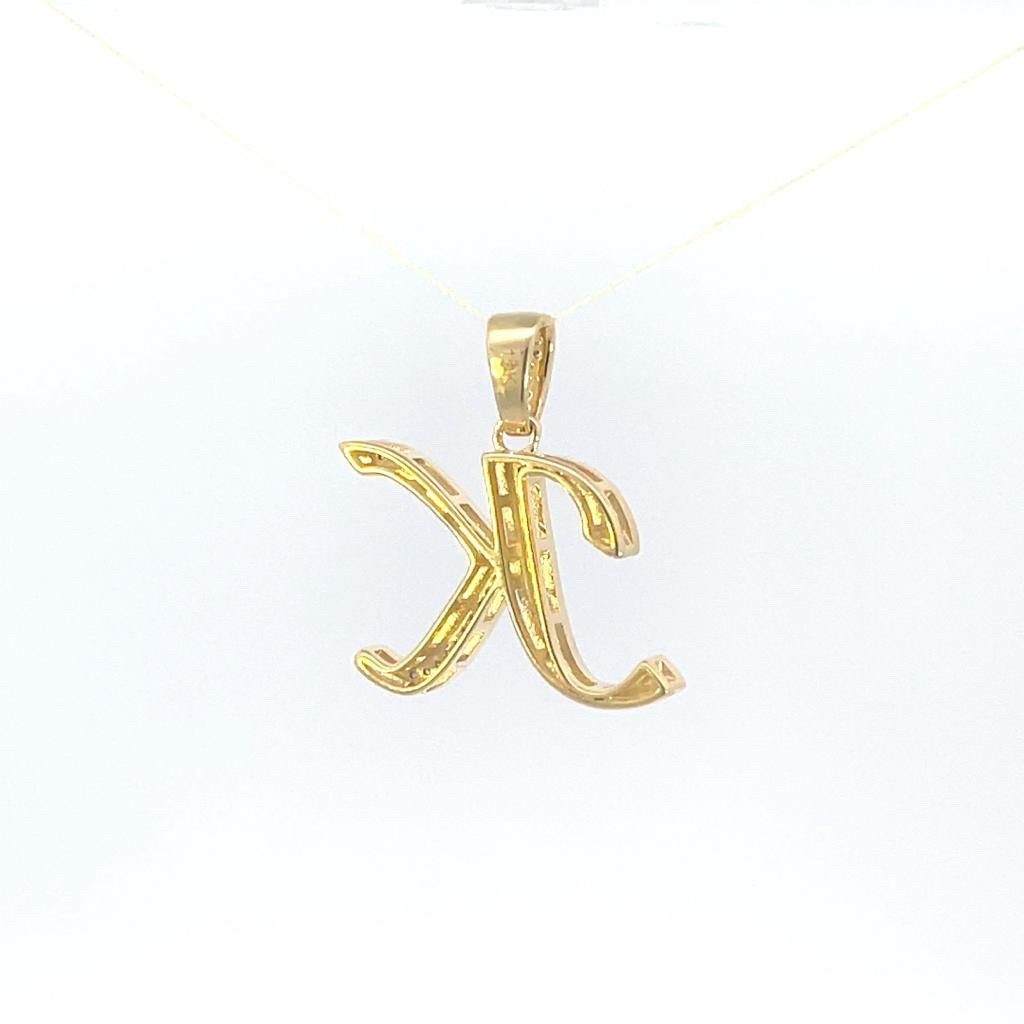 Natural Gold Initial Letter “k”Alphabet Pendant, Yellow Gold ,King Crown Diamond Pendant,Unisex Pendant,Hip Hop style - 3D style