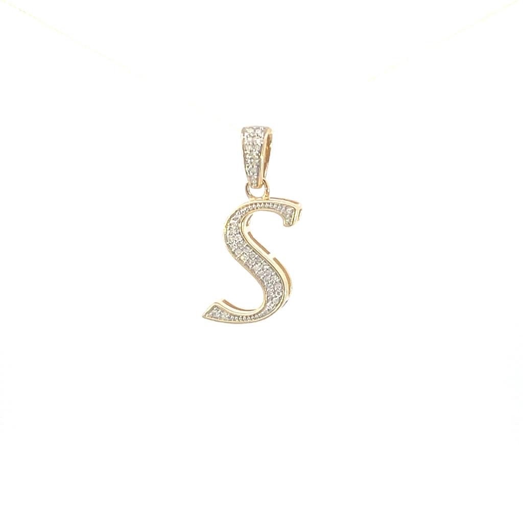 Natural Gold Initial Letter “S”Alphabet Pendant, Yellow Gold ,King Crown Diamond Pendant,Unisex Pendant,Hip Hop style - 3D style