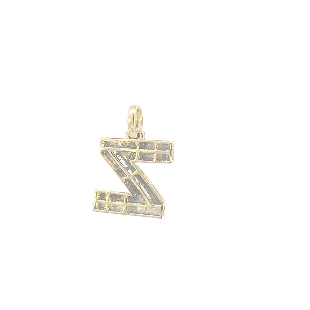 Natural Gold Baguettes Pendant Initial Letter Alphabet Pendant, Yellow Gold Diamond Pendant,Unisex Pendant,Hip Hop style -