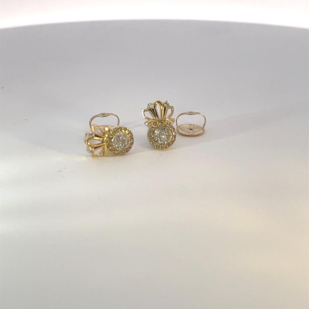 Natural Gold and Diamond Earrings,10 Solid Gold  Earring  ,Art deco jewelry, Push Back, Solid Gold.