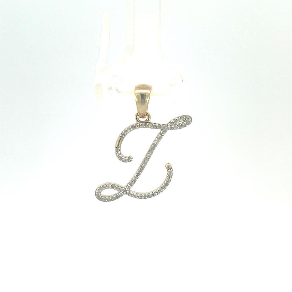 Real Diamond Gold Initial Charm Yellow 10karat Pendant Letter Alphabet Solid A-Z Real initial Z curisve pendant