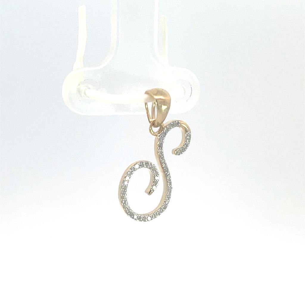 Real Diamond Gold Initial *S* Charm Yellow 10karat Pendant Letter Alphabet Solid A-Z Real -Alphabet .Love