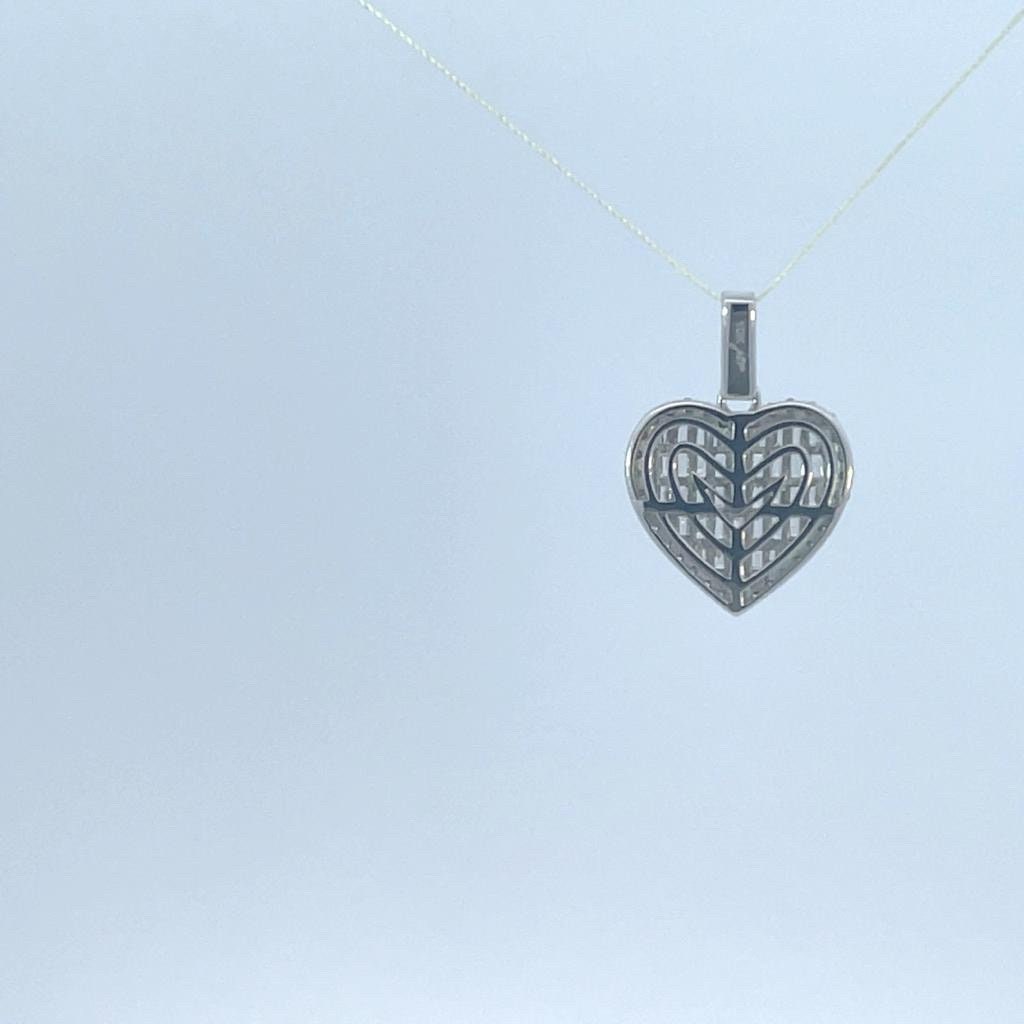 Mini Gold and Diamond Heart Pendant, White Gold Heart Charm, 10k white gold pendant, Diamond Heart Charm Pendant, Minamilist Heart Pendant