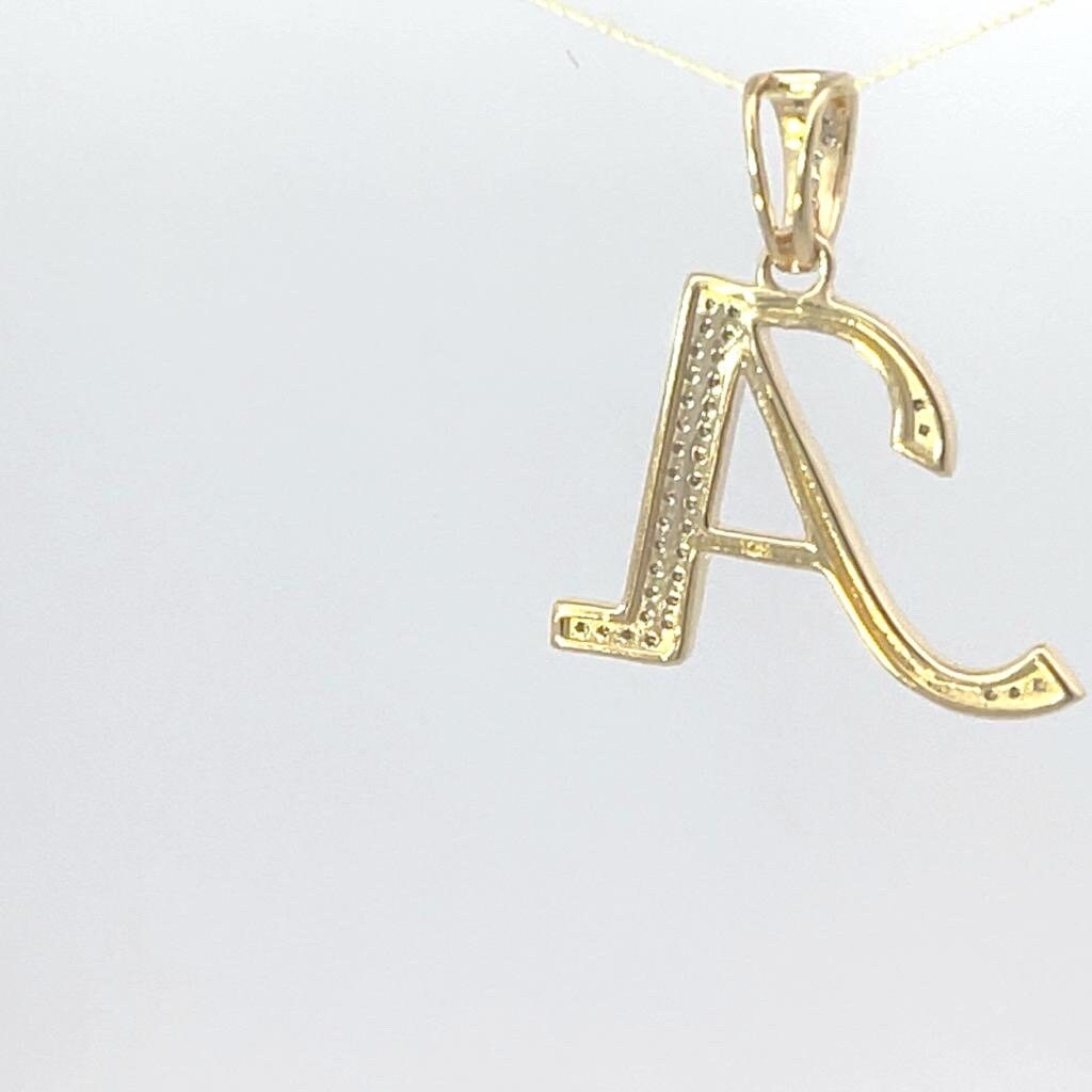 Natural Gold Initial LetterA pendant - Alphabet Pendant, Yellow Gold , Diamond Pendant,Unisex Pendant,Hip Hop style Minimalist pendant