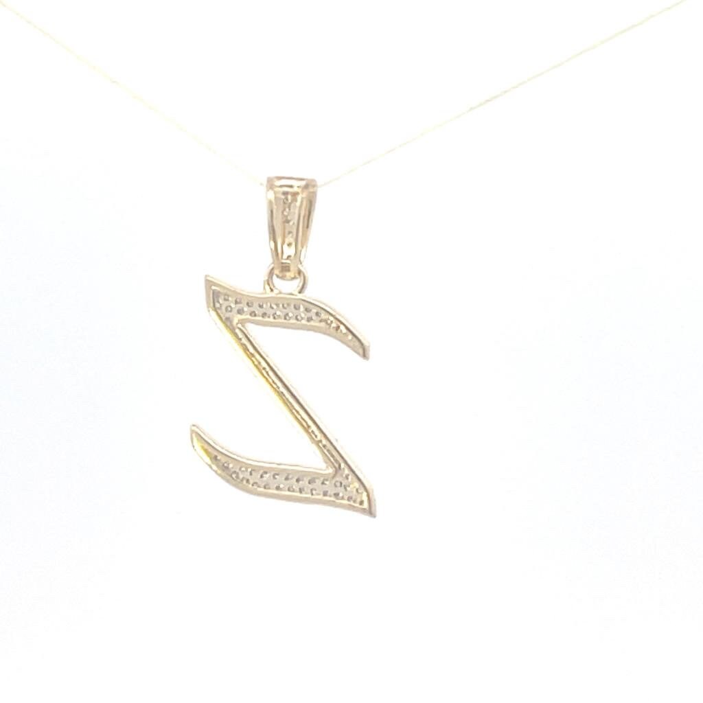 Natural Gold Initial Letter Z pendant - Alphabet Pendant, Yellow Gold , Diamond Pendant,Unisex Pendant,Hip Hop style Minimalist pendant