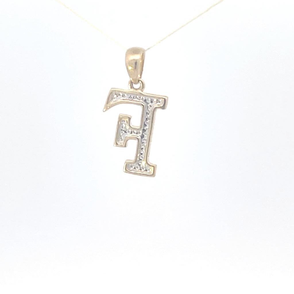 pendant Initial Letter “F” Alphabet Pendant, Yellow Gold, Rose Gold, King Crown Diamond Pendant, Unisex Pendant, Hip Hop style - 3D CROWN