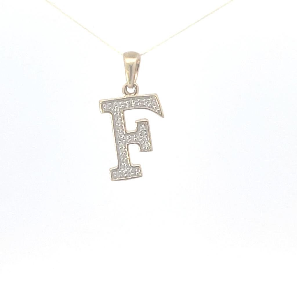 pendant Initial Letter “F” Alphabet Pendant, Yellow Gold, Rose Gold, King Crown Diamond Pendant, Unisex Pendant, Hip Hop style - 3D CROWN