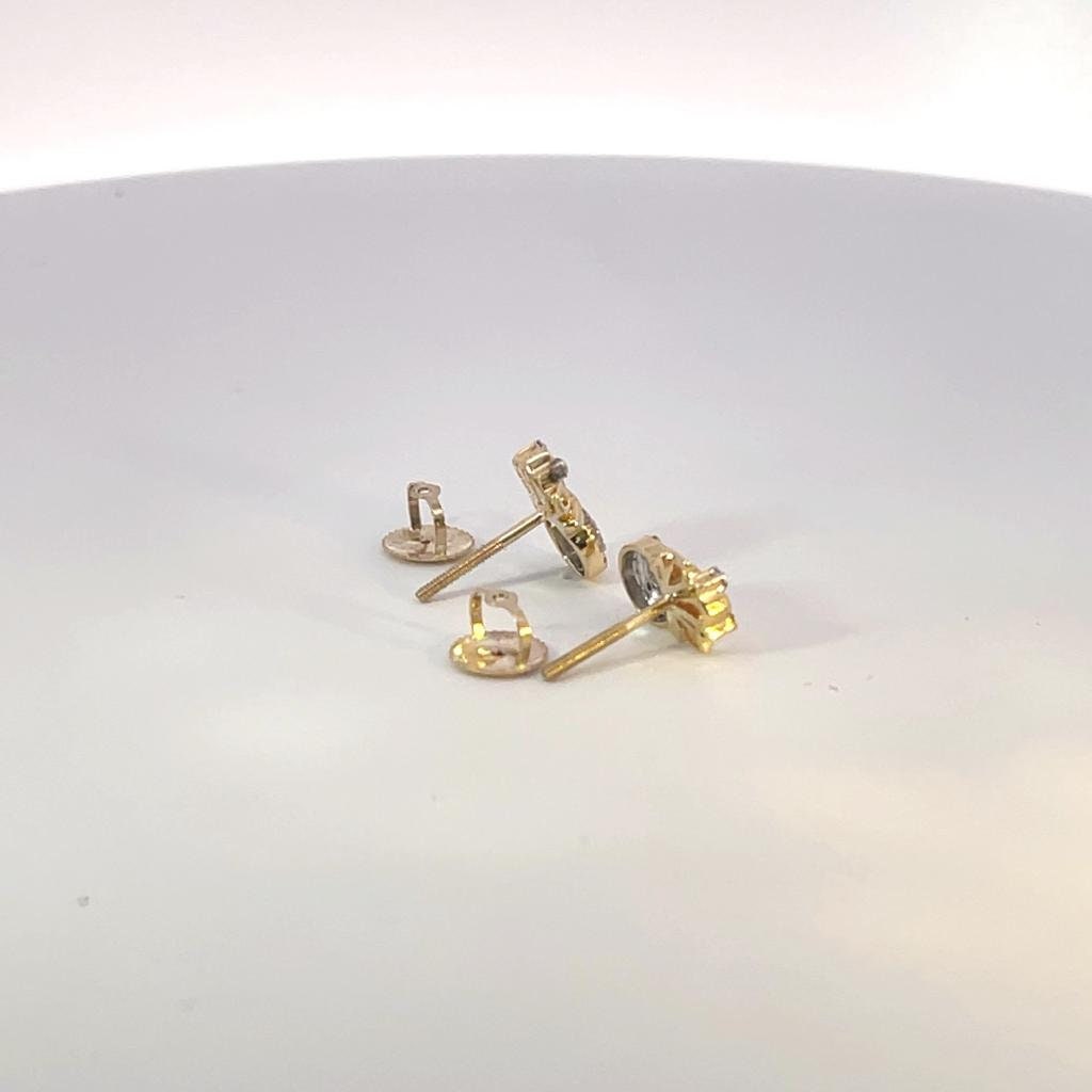 Natural Gold and Diamond Earrings,10 Solid Gold  Earring  ,Art deco jewelry, Push Back, Solid Gold.