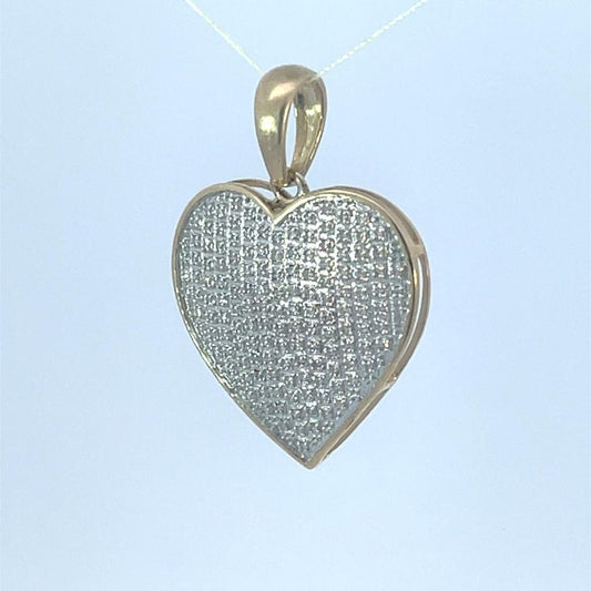 Gold and Diamond Heart Pendant, Diamond Heart Pendant, 10K Gold Dainty Diamond Heart Charm, Heart Diamond Pendant