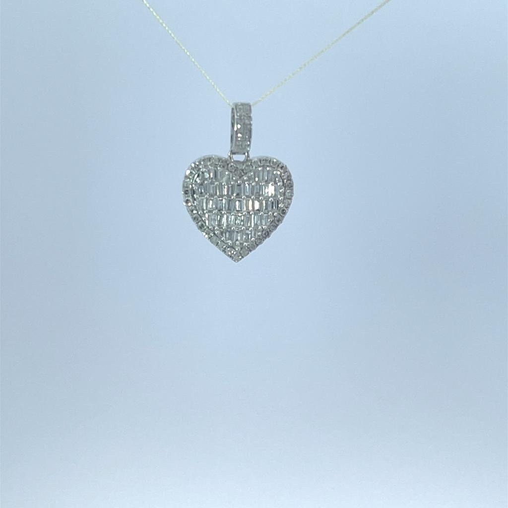 Mini Gold and Diamond Heart Pendant, White Gold Heart Charm, 10k white gold pendant, Diamond Heart Charm Pendant, Minamilist Heart Pendant