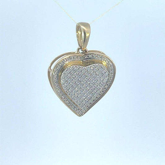 Yellow Gold and Diamond  Pendant, gemstone pendant , Girls Jewelry Diamond Heart Charm, 10k gold necklace with pendant, Diamond Necklace