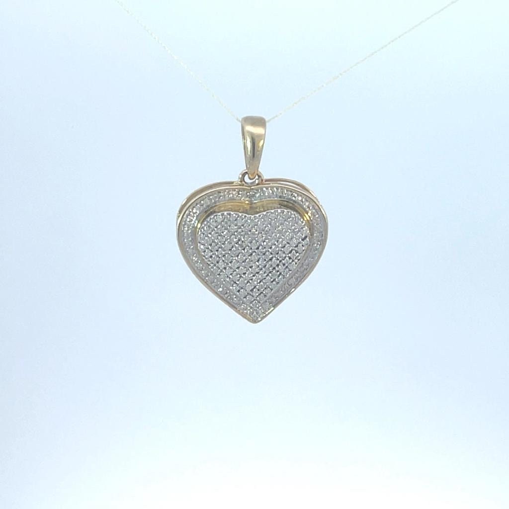 Yellow Gold and Diamond  Pendant, gemstone pendant , Girls Jewelry Diamond Heart Charm, 10k gold necklace with pendant, Diamond Necklace