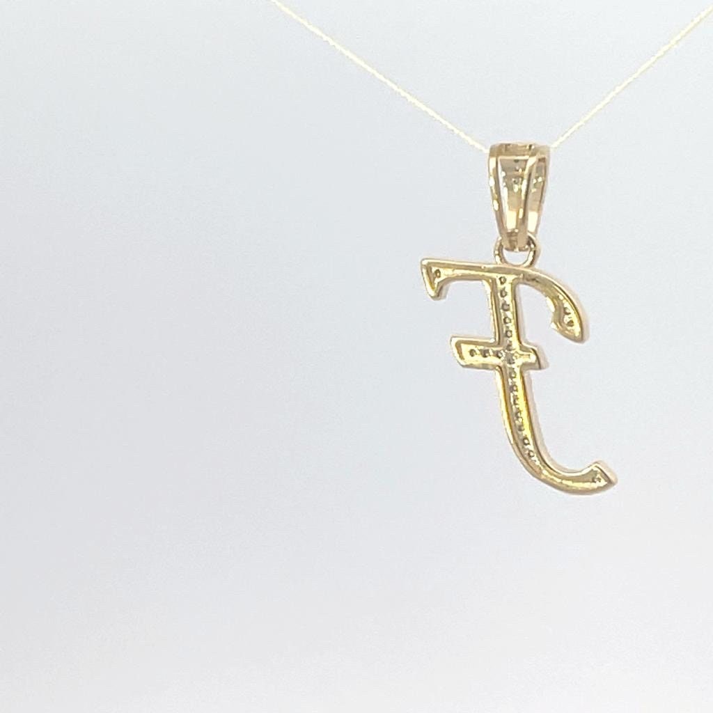 Natural Gold Initial Letter F pendant - Alphabet Pendant, Yellow Gold , Diamond Pendant,Unisex Pendant,Hip Hop style Minimalist pendant