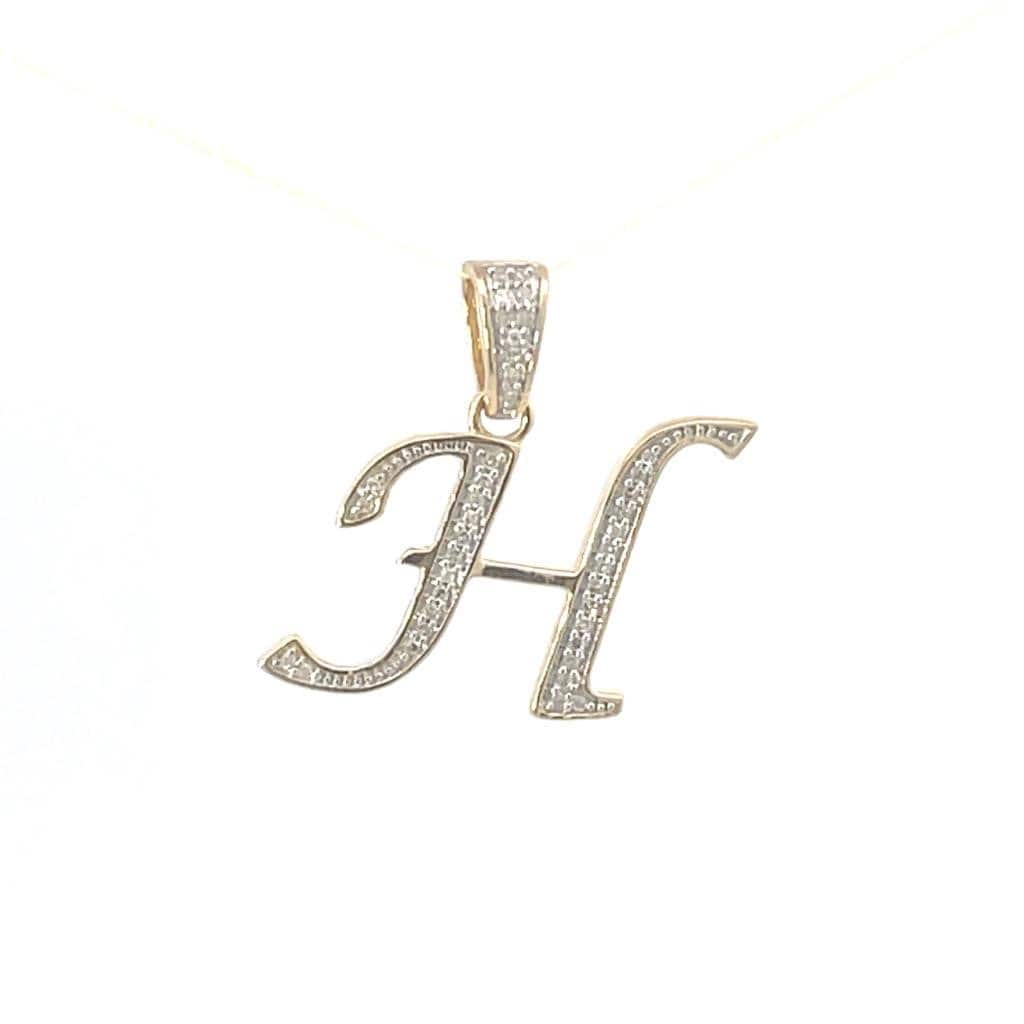 Natural Gold Initial Letter H Pendant - Alphabet Pendant, Yellow Gold, Diamond Pendant, Unisex Pendant, Hip Hop style Minimalist pendant