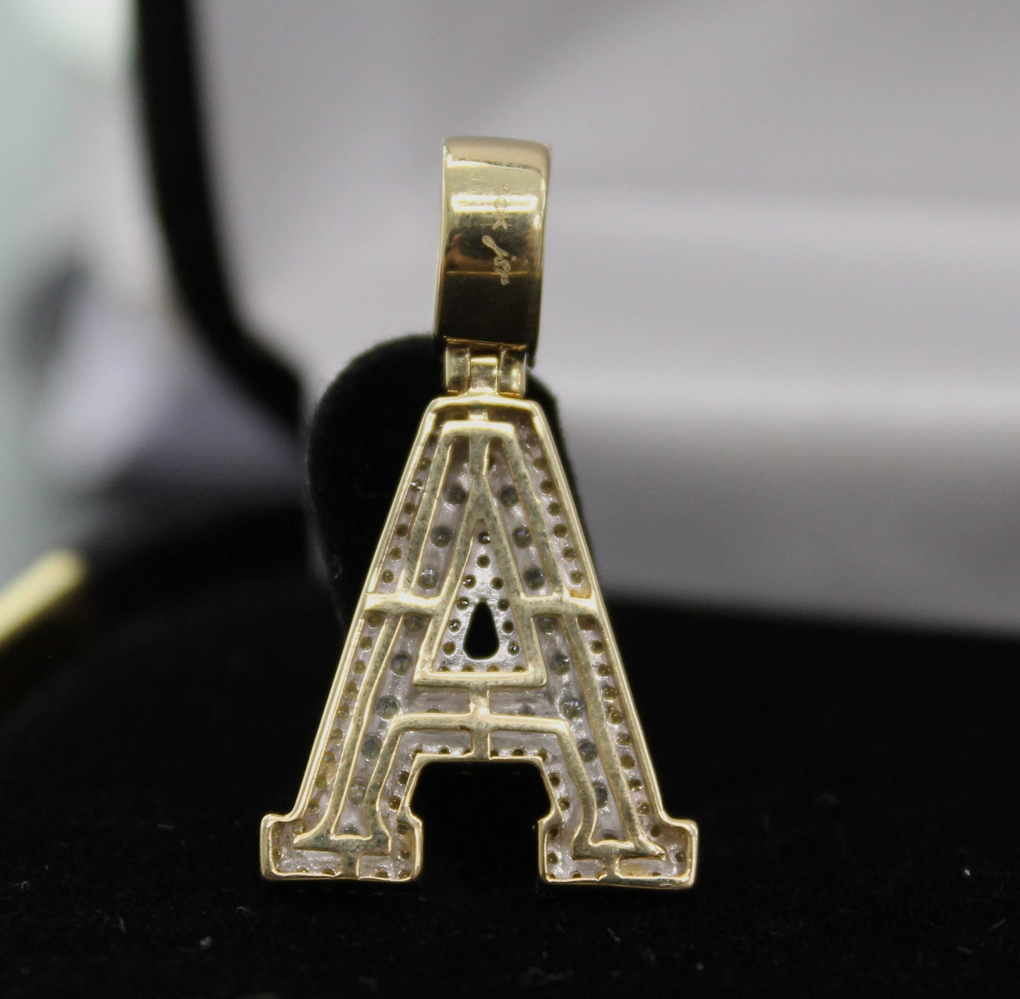 Natural Gold Pendant Initial Letter “A”Alphabet Pendant, Yellow Gold Diamond Pendant,Unisex Pendant,Hip Hop style -