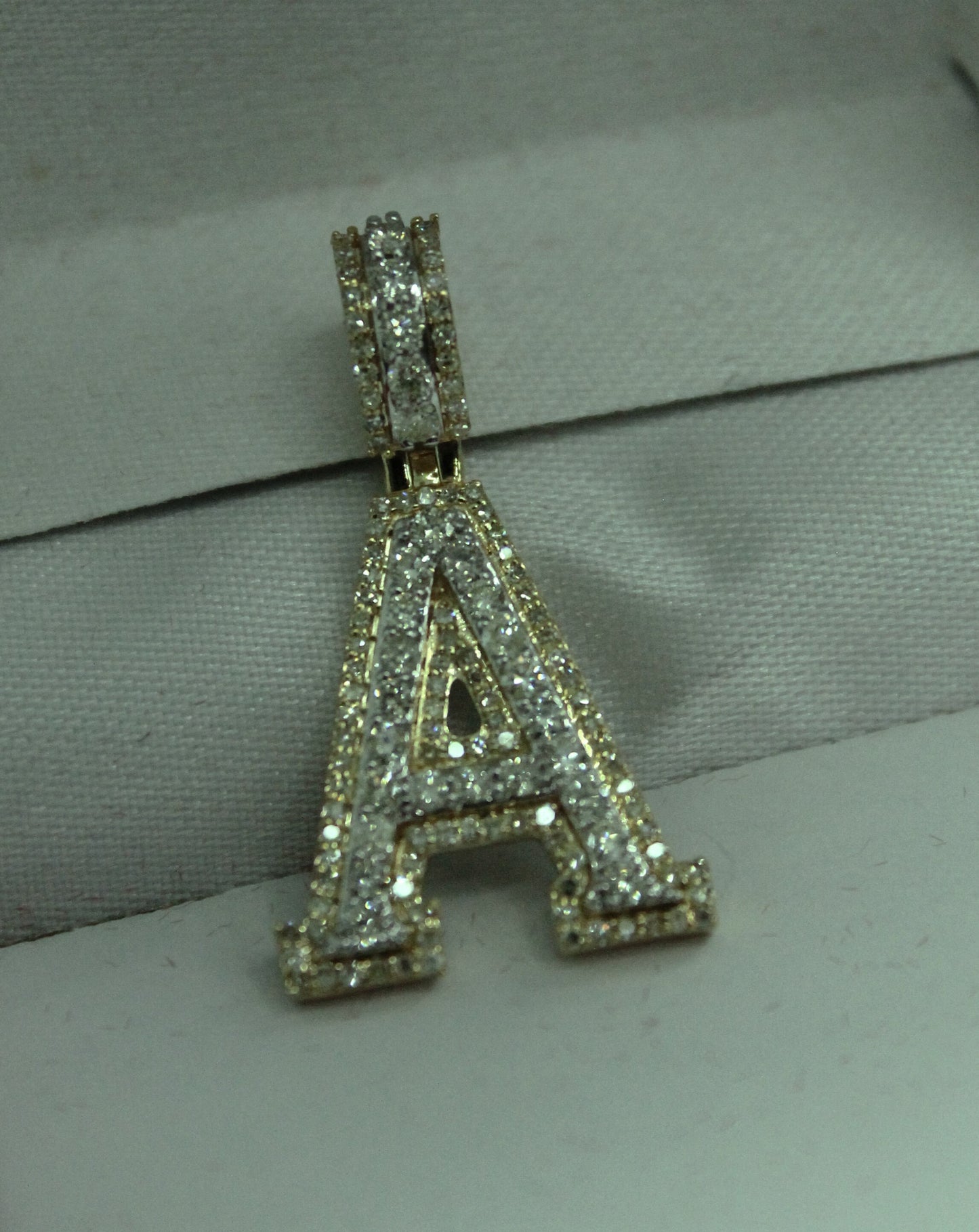 Natural Gold Pendant Initial Letter “A”Alphabet Pendant, Yellow Gold Diamond Pendant,Unisex Pendant,Hip Hop style -