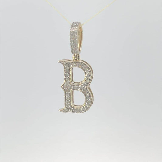 Natural Gold Initial Letter B Alphabet Pendant, Yellow Gold ,Diamond Pendant,Unisex Pendant,Hip Hop style - 3D style