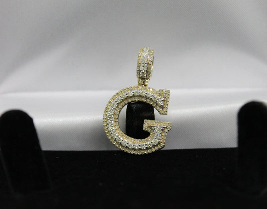 Natural Gold Pendant Initial Letter “G”Alphabet Pendant, Yellow Gold Diamond Pendant,Unisex Pendant,Hip Hop style -