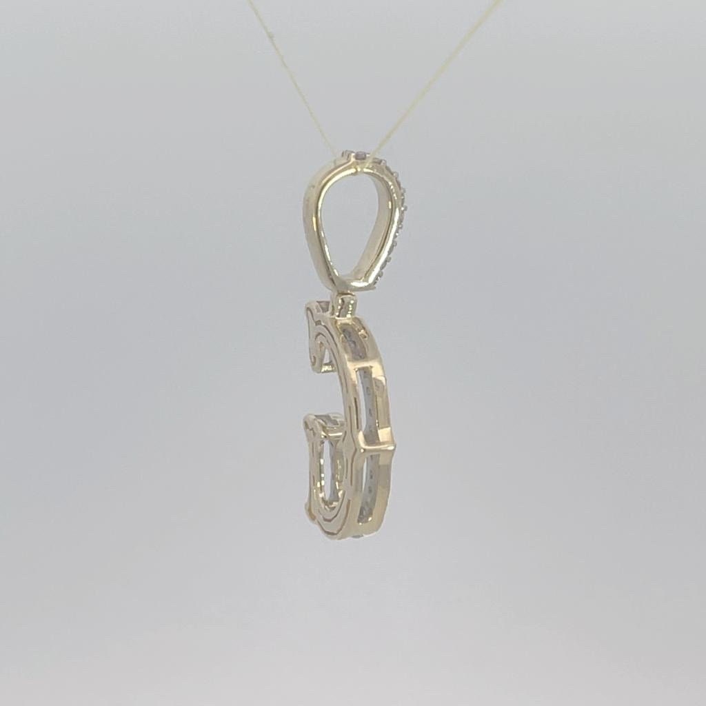 Natural Gold Initial Letter G Alphabet Pendant, Yellow Gold ,Diamond Pendant,Unisex Pendant,Hip Hop style - 3D style