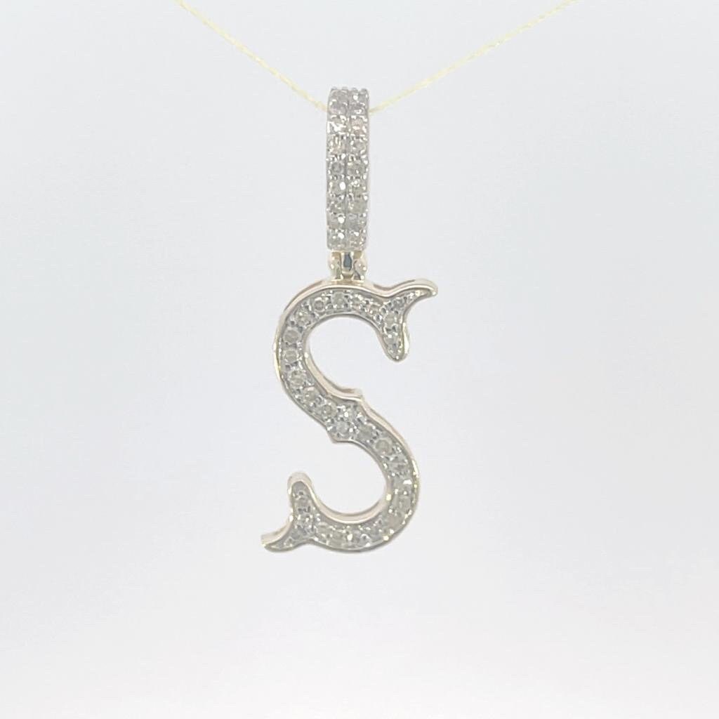 Natural Gold Initial Letter S Alphabet Pendant, Yellow Gold ,Diamond Pendant,Unisex Pendant,Hip Hop style - 3D style