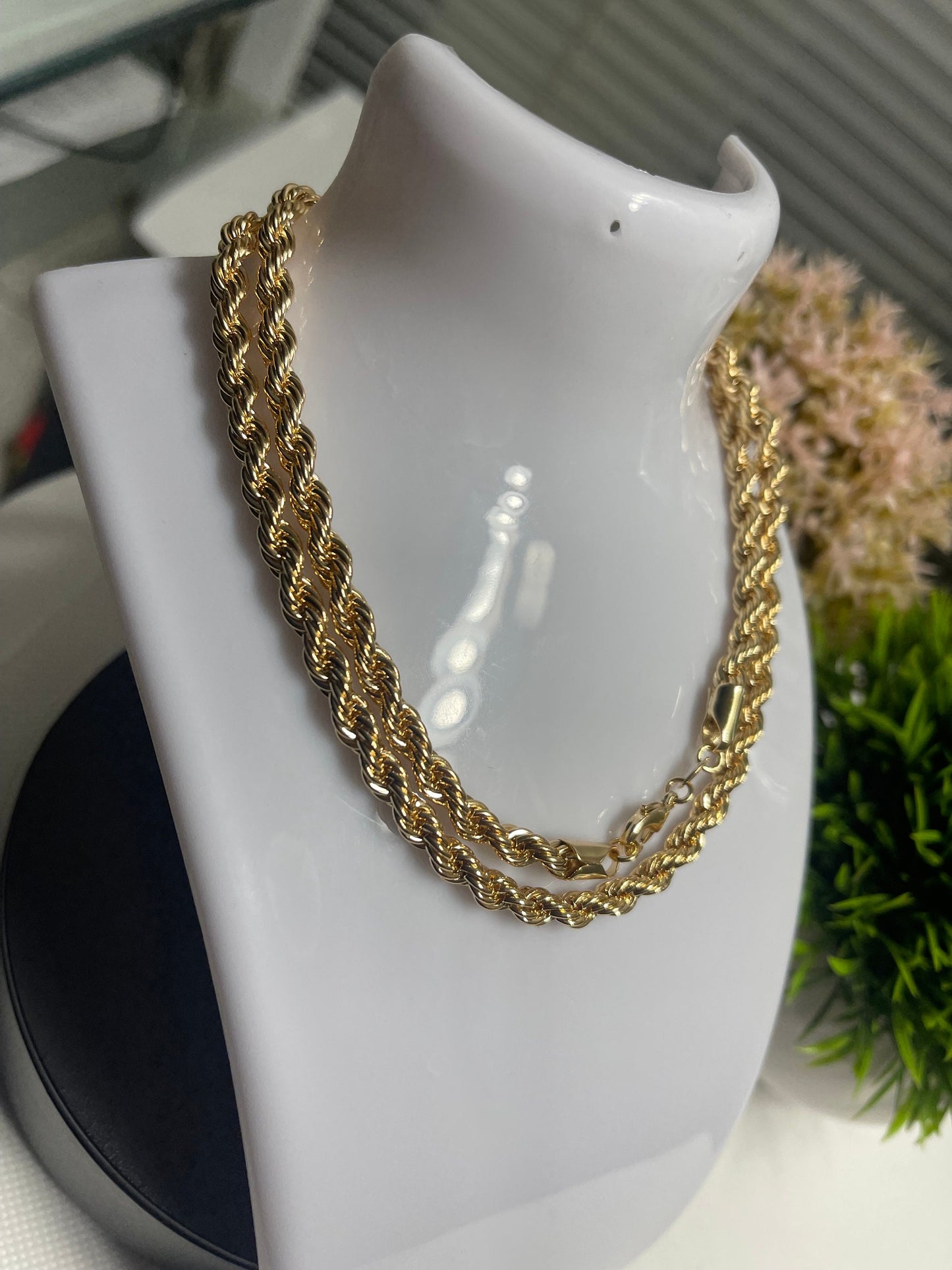 14K Gold  over 925 Sterling Silver Rope  4mm  -  4.5mm ,Everyday Chain, Gift, Sale.Gold filled Rope Chain, Gold Chain