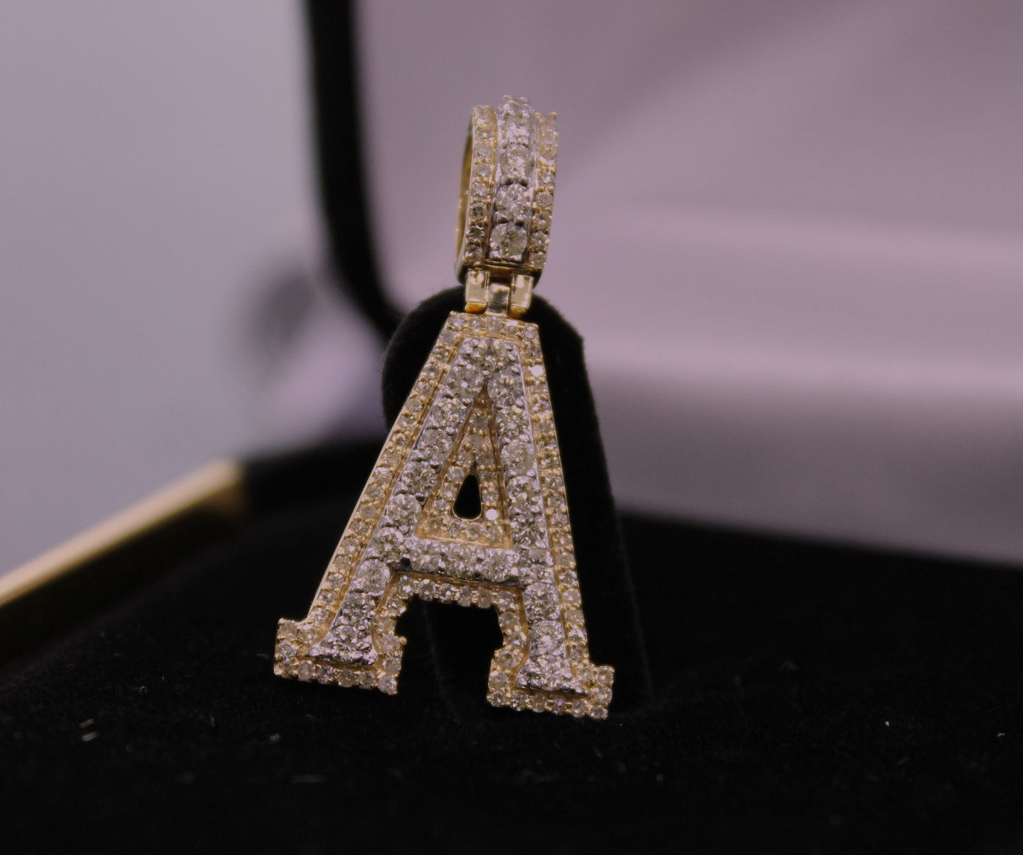 Natural Gold Pendant Initial Letter “A”Alphabet Pendant, Yellow Gold Diamond Pendant,Unisex Pendant,Hip Hop style -