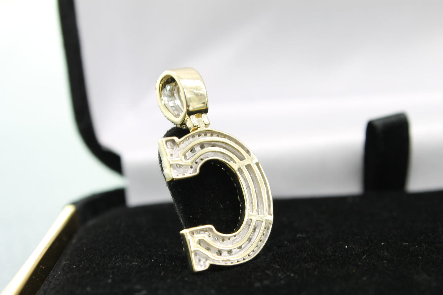 Natural Gold Pendant Initial Letter “C”Alphabet Pendant, Yellow Gold Diamond Pendant,Unisex Pendant,Hip Hop style -