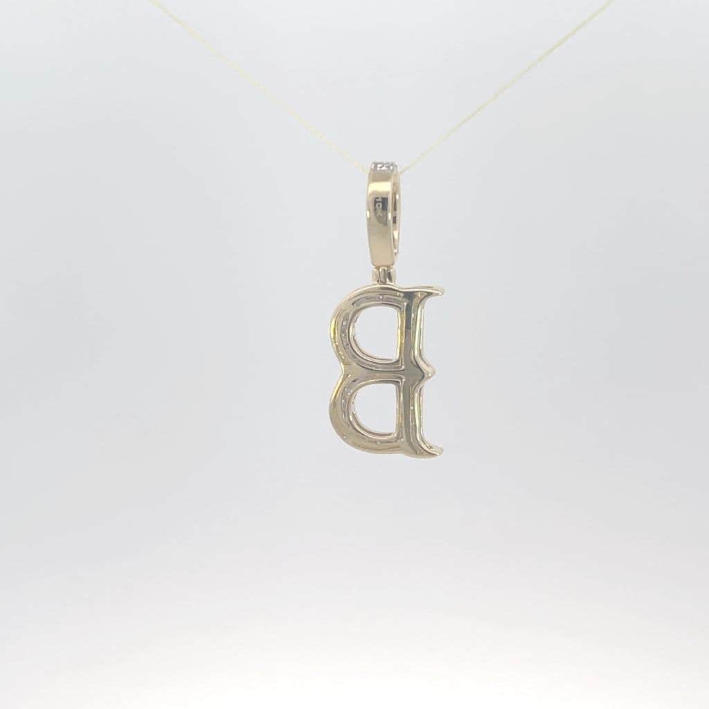 Natural Gold Initial Letter B Alphabet Pendant, Yellow Gold ,Diamond Pendant,Unisex Pendant,Hip Hop style - 3D style