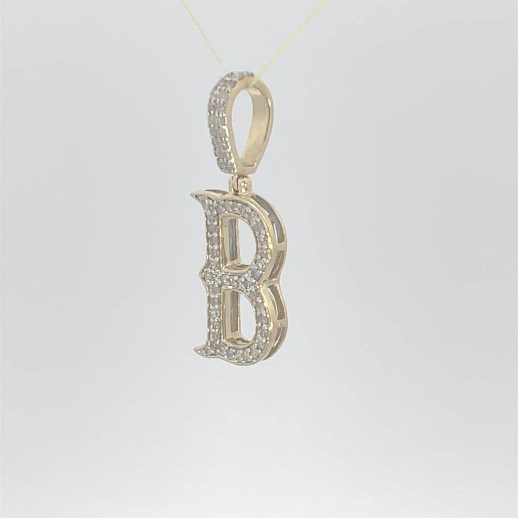 Natural Gold Initial Letter B Alphabet Pendant, Yellow Gold ,Diamond Pendant,Unisex Pendant,Hip Hop style - 3D style