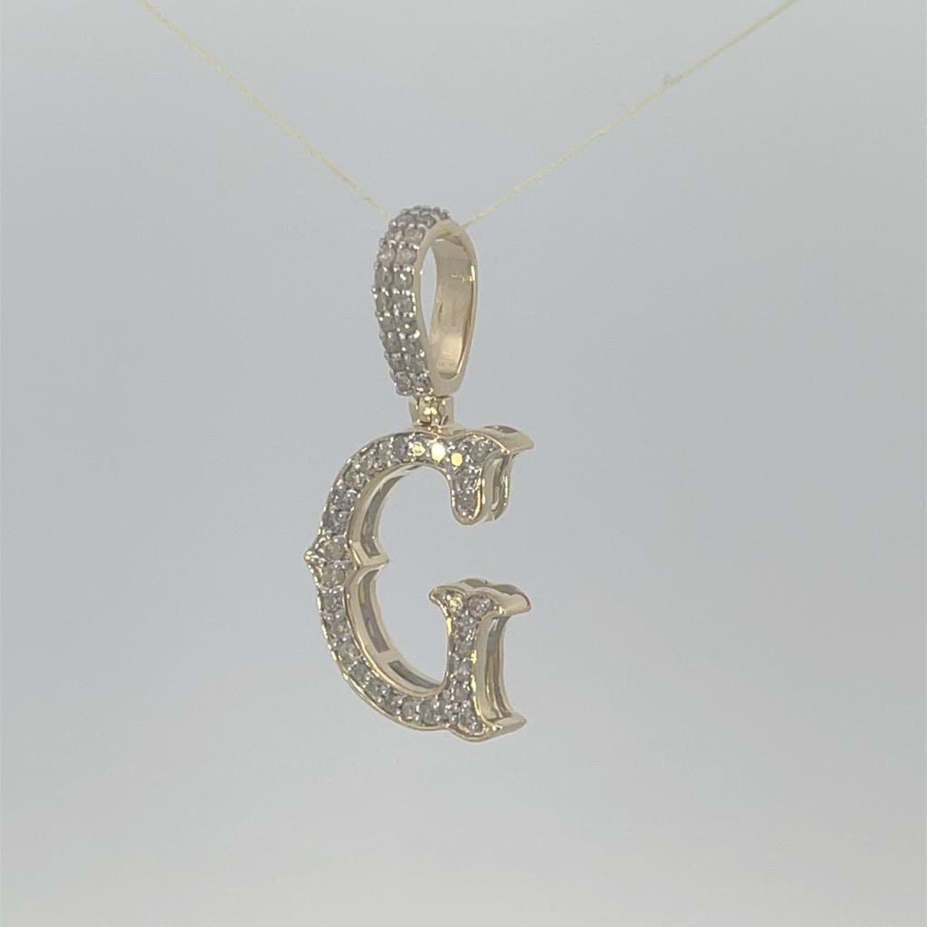 Natural Gold Initial Letter G Alphabet Pendant, Yellow Gold ,Diamond Pendant,Unisex Pendant,Hip Hop style - 3D style