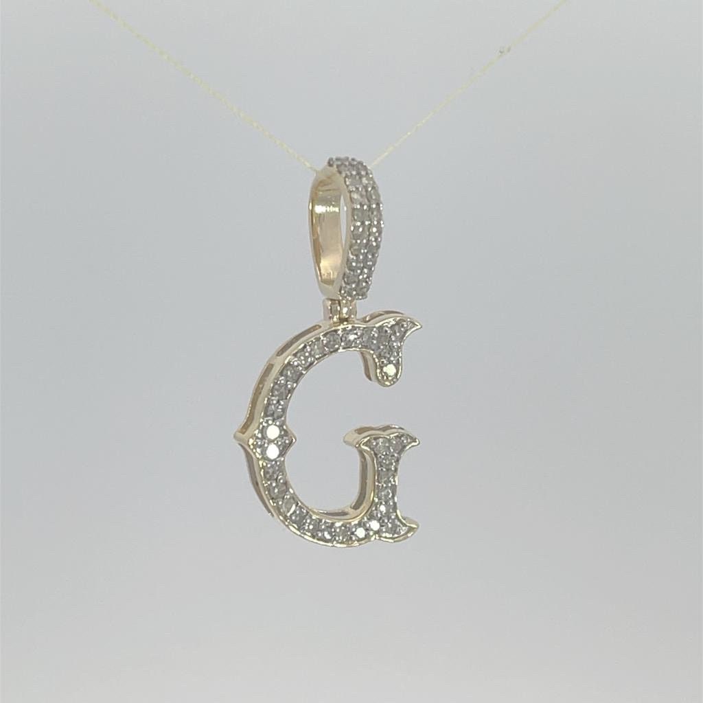 Natural Gold Initial Letter G Alphabet Pendant, Yellow Gold ,Diamond Pendant,Unisex Pendant,Hip Hop style - 3D style