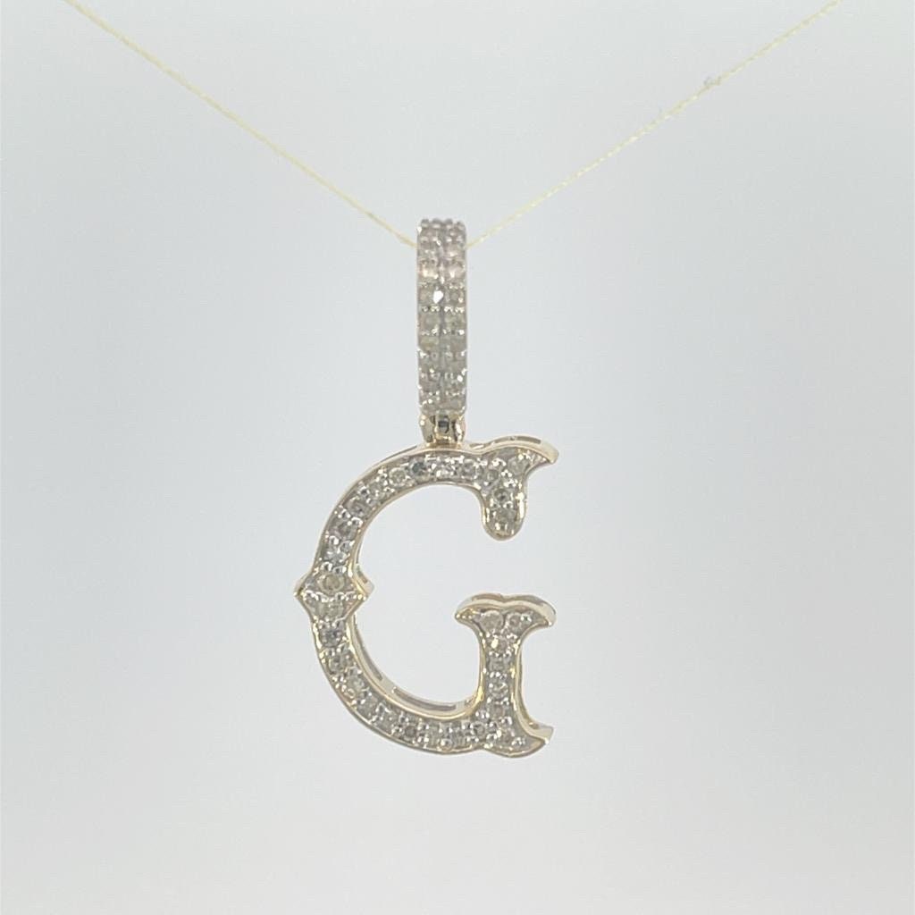 Natural Gold Initial Letter G Alphabet Pendant, Yellow Gold ,Diamond Pendant,Unisex Pendant,Hip Hop style - 3D style