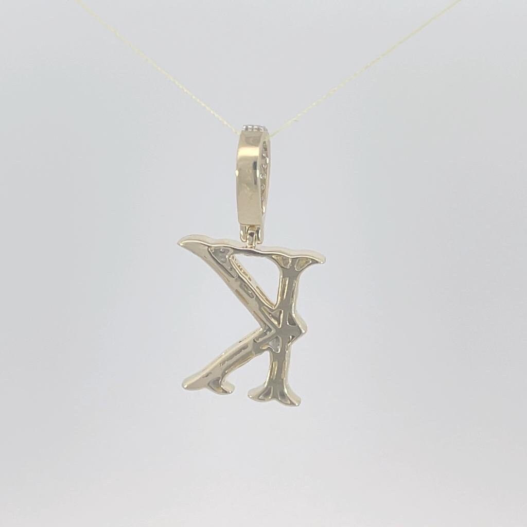 10K Gold with Natural Diamonds Initial K Pendant-Letter pendant