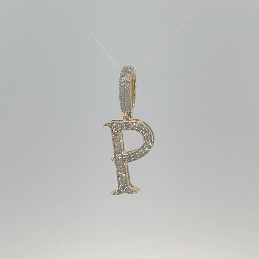 10K Gold Initial Letter P Alphabet Pendant, Yellow Gold ,Diamond Pendant, Unisex Pendant, Hip Hop style - 3D style