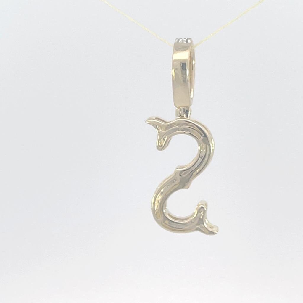 Natural Gold Initial Letter S Alphabet Pendant, Yellow Gold ,Diamond Pendant,Unisex Pendant,Hip Hop style - 3D style