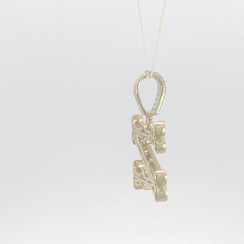 Natural Gold Initial Letter Z Alphabet Pendant, Yellow Gold ,Diamond Pendant,Unisex Pendant,Hip Hop style - 3D style