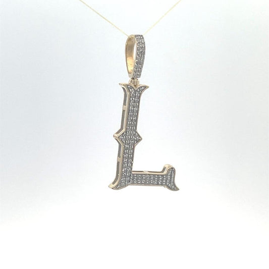 Natural Gold Initial Letter N Alphabet Pendant, Yellow Gold ,Diamond Pendant,Unisex Pendant,Hip Hop style - 3D style