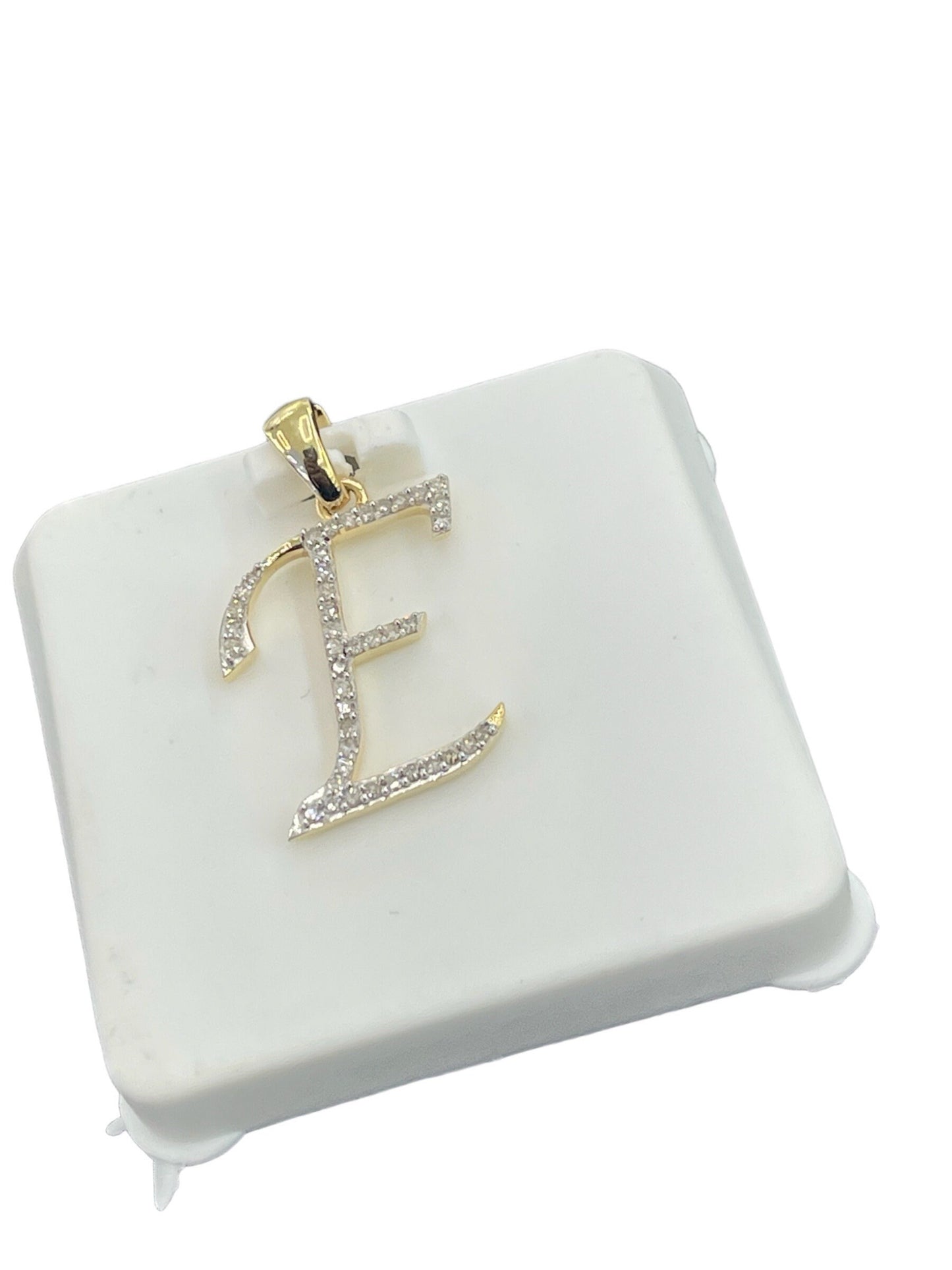 Natural gold and diamonds initial E pendant