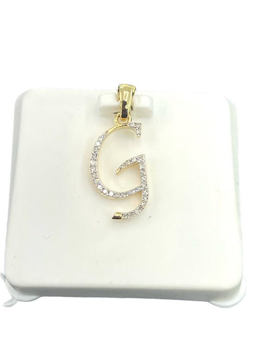 Natural gold and diamonds initial G pendant