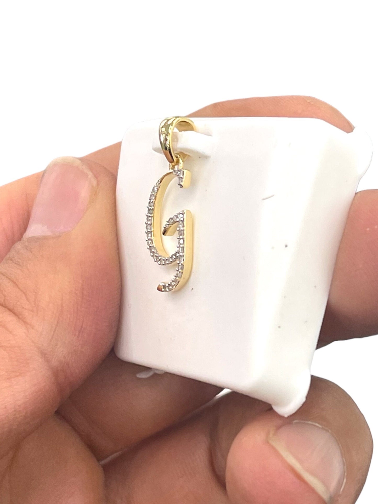 Natural gold and diamonds initial G pendant