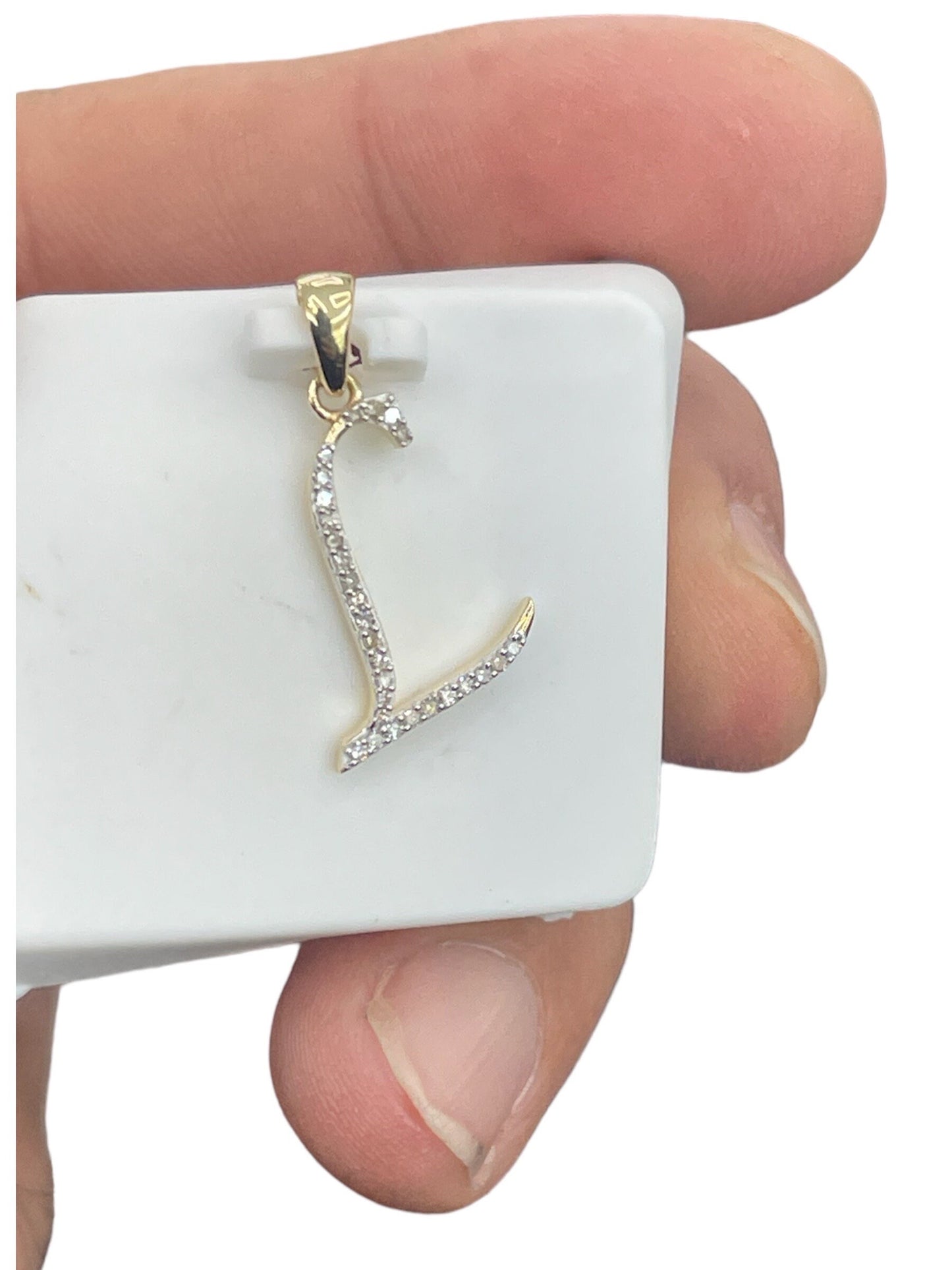 Natural gold and diamonds initial L pendant