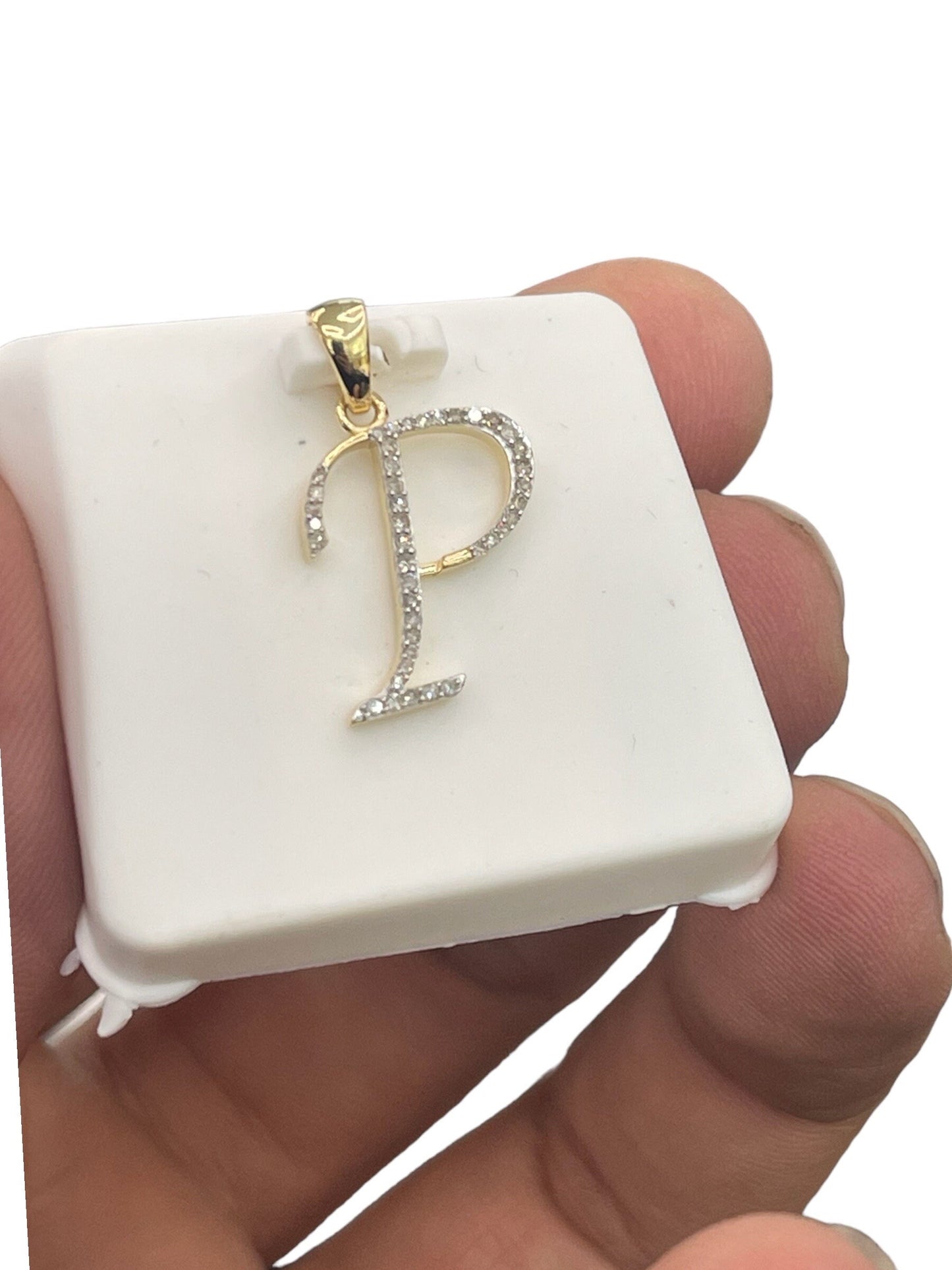 Natural gold and diamonds initial P pendant