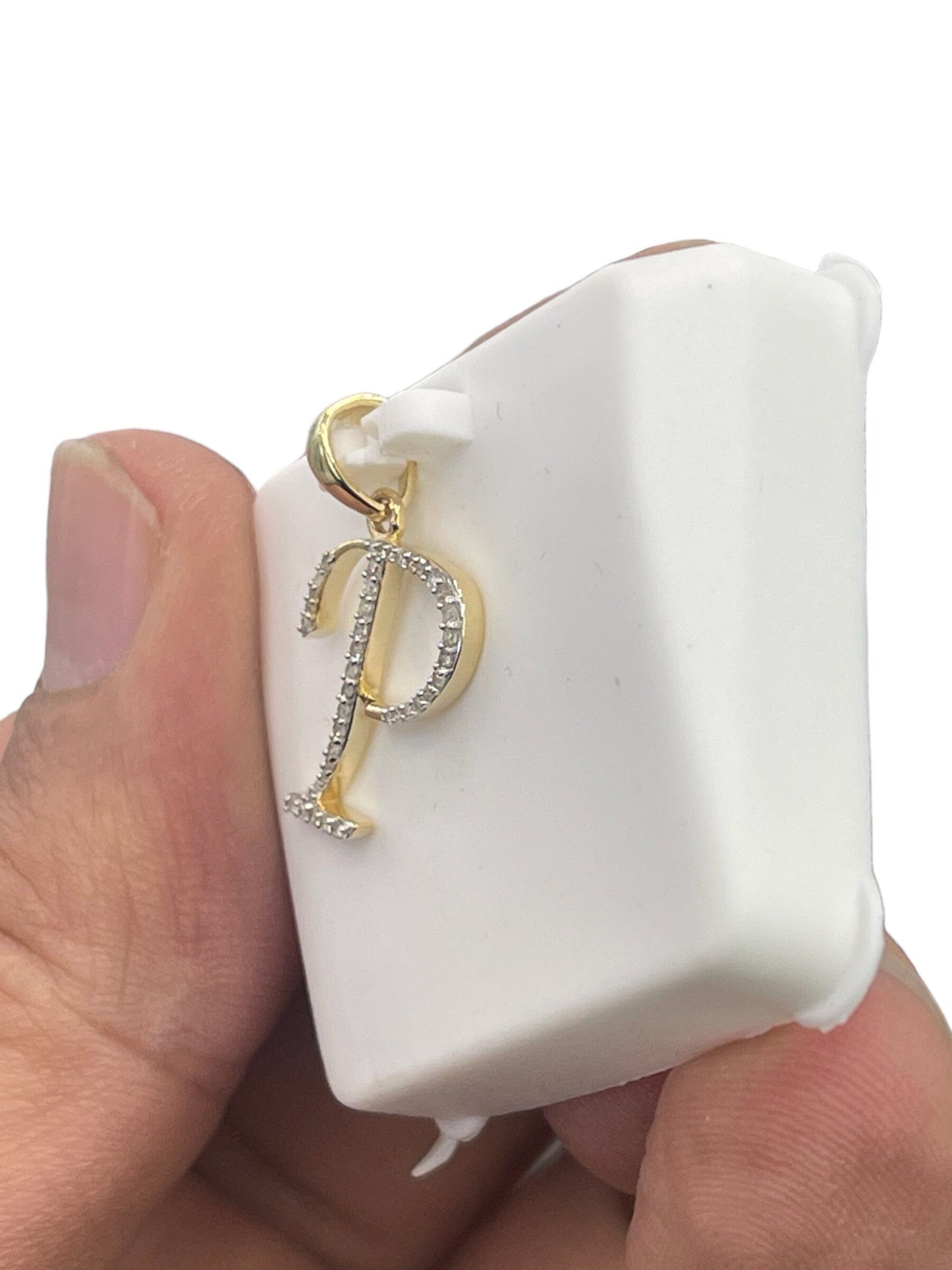 Natural gold and diamonds initial P pendant