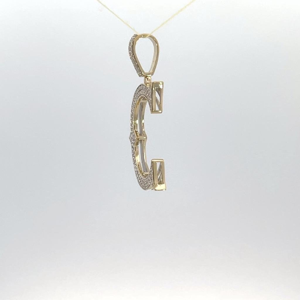 Natural Gold Initial Letter C Alphabet Pendant, Yellow Gold ,Diamond Pendant,Unisex Pendant,Hip Hop style - 3D style