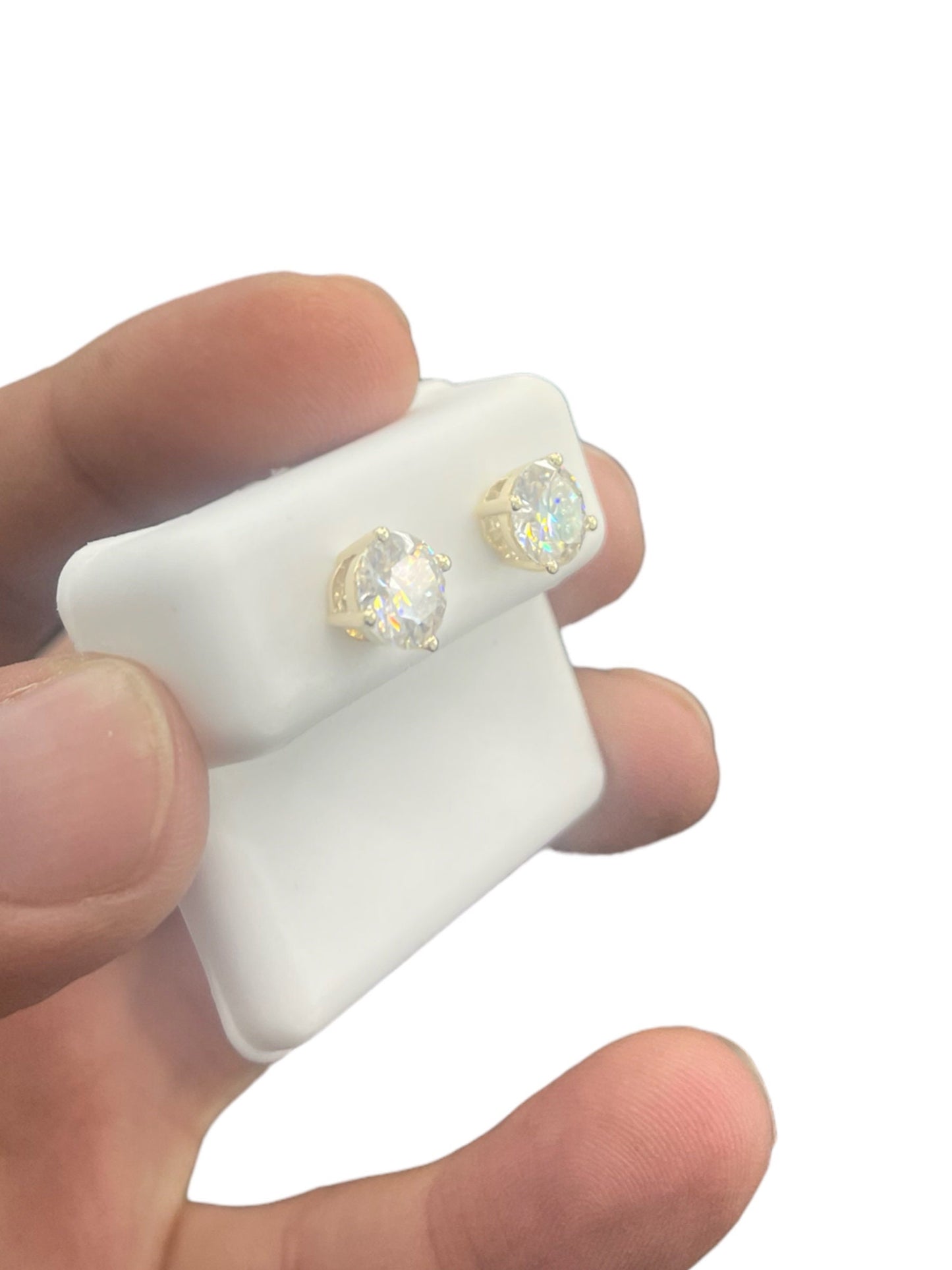 10 karat Natural Gold with Vvs 1 quality moissanite stud earrings