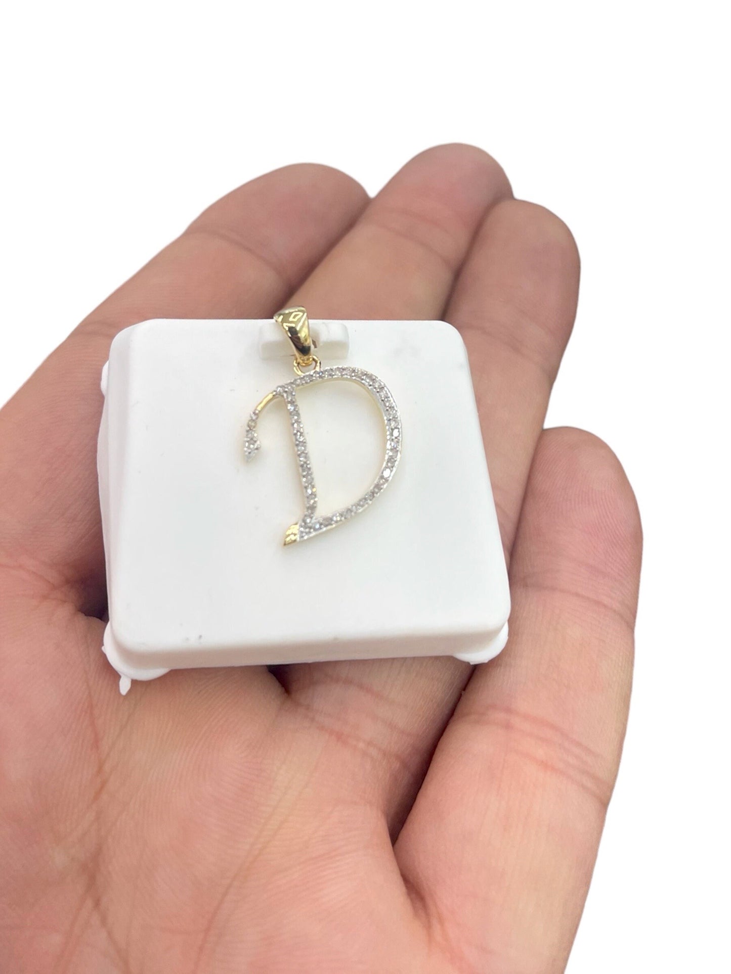 Natural gold and diamonds initial D pendant