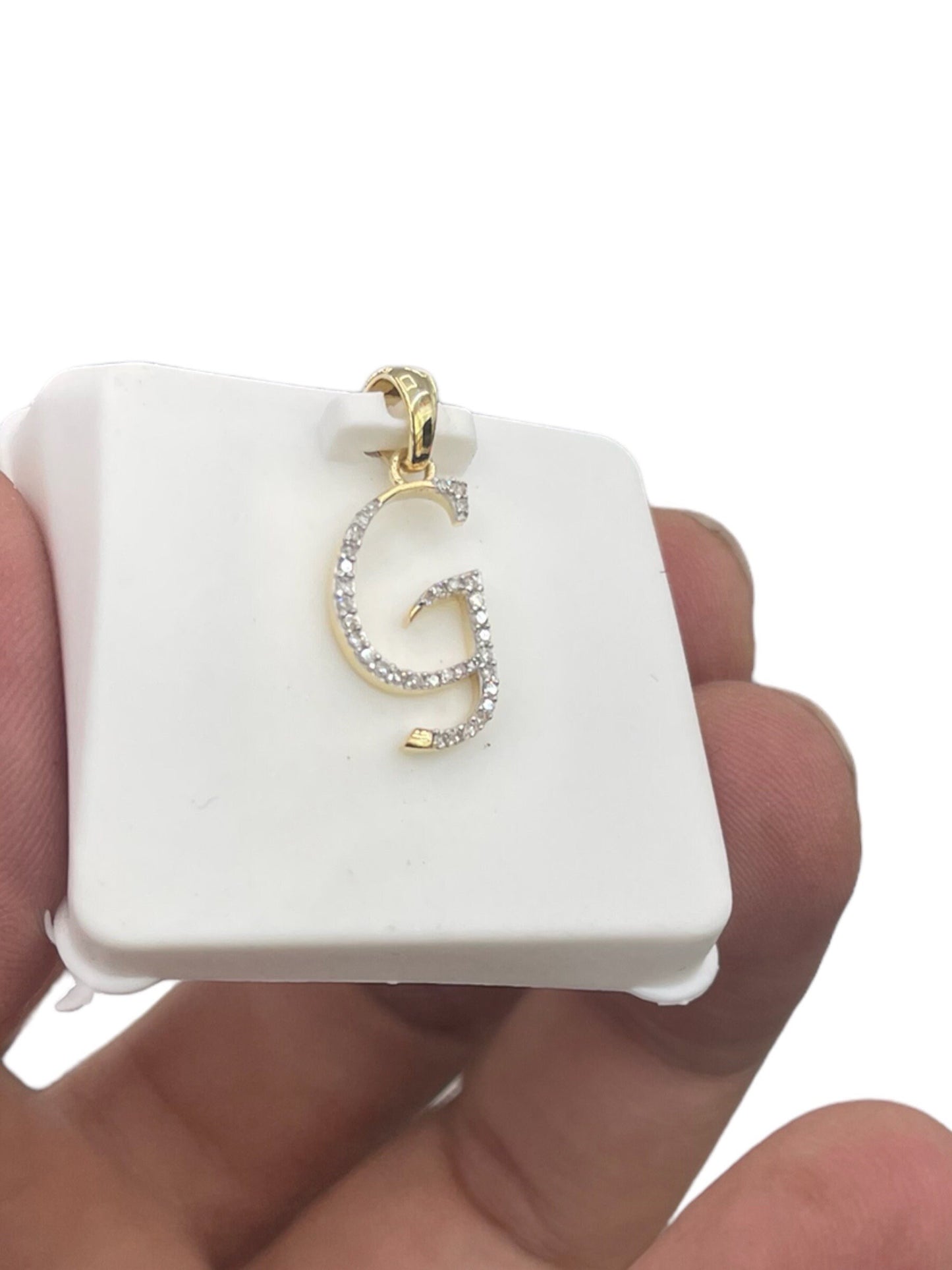 Natural gold and diamonds initial G pendant