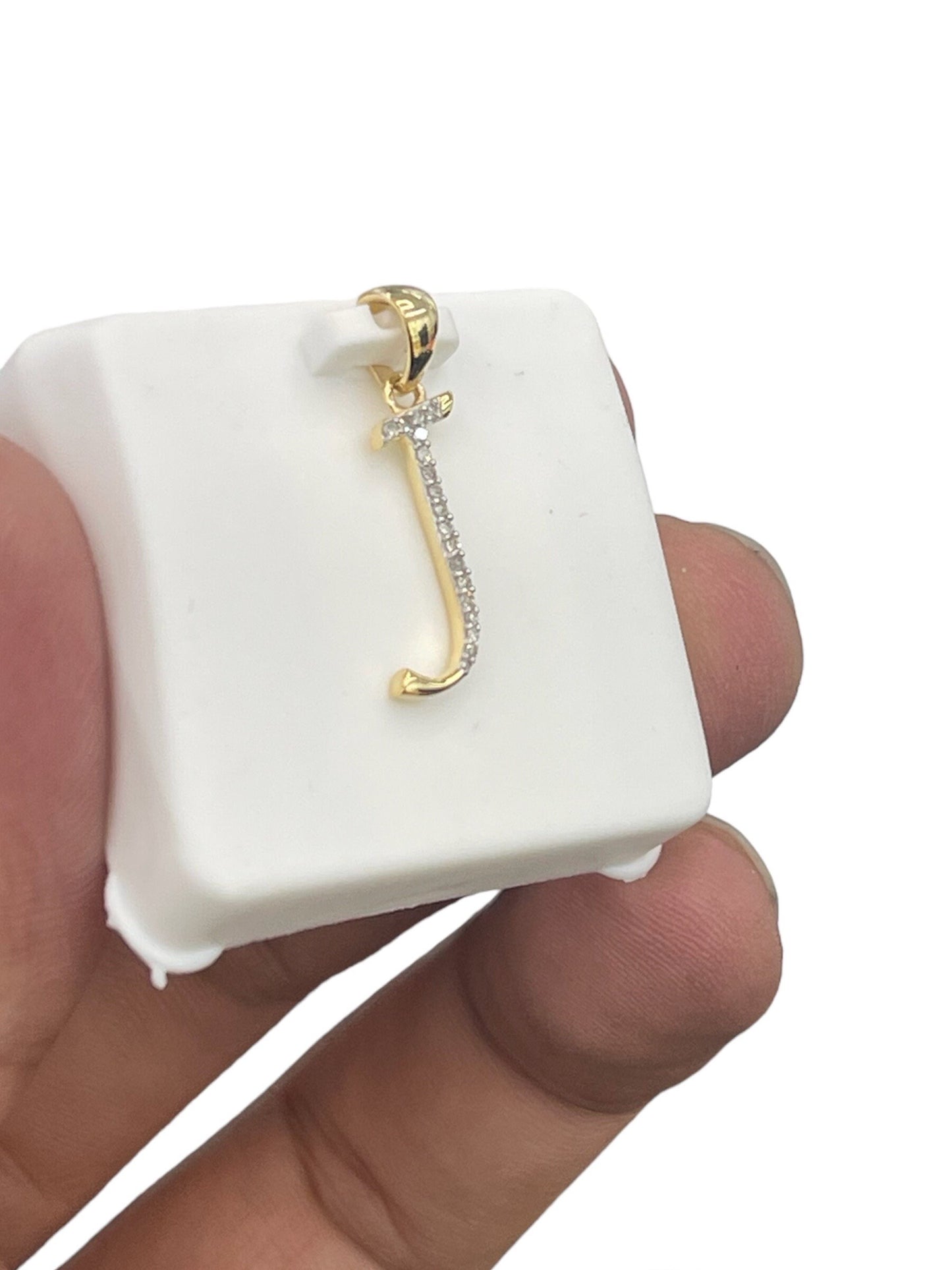 Natural gold and diamonds initial J pendant