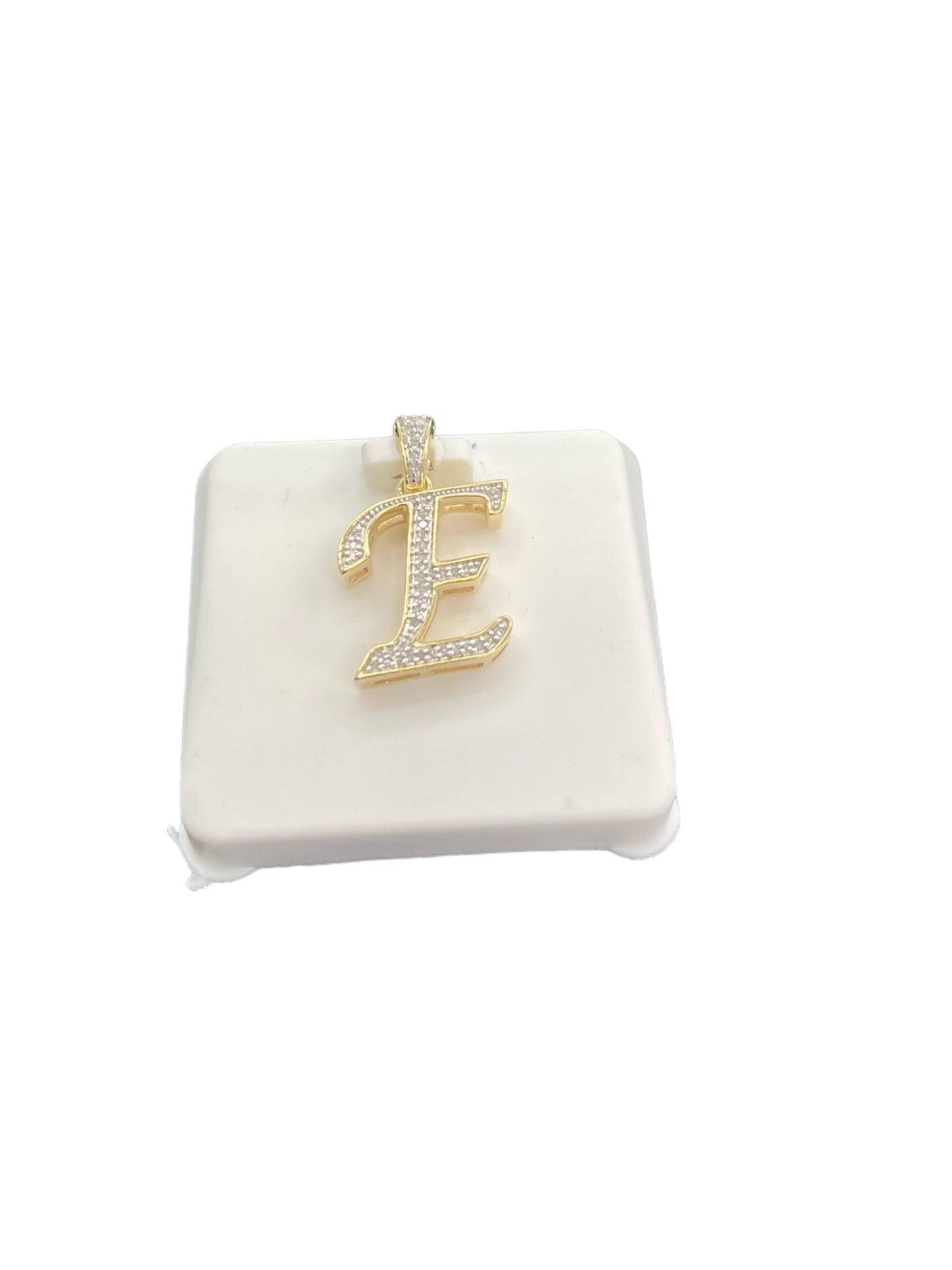 Natural Gold Initial Letter “E”Alphabet Pendant, Yellow Gold ,Minimalist,Unisex Pendant,Hip Hop style - 3D style