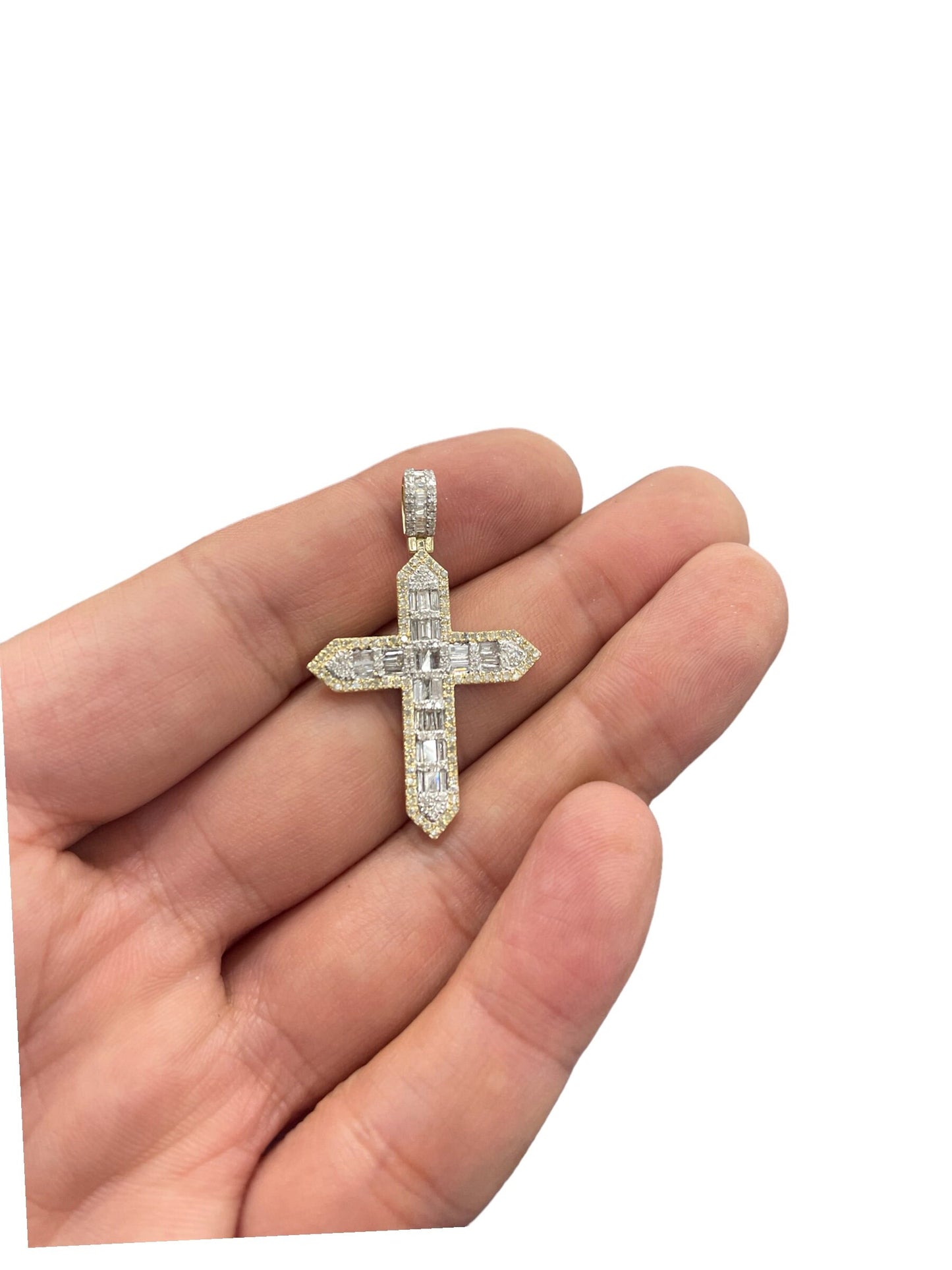 Cross pendant -Natural gold and Diamonds